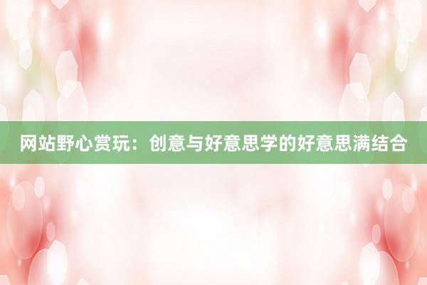 网站野心赏玩：创意与好意思学的好意思满结合