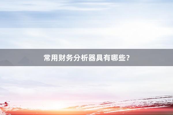 常用财务分析器具有哪些？